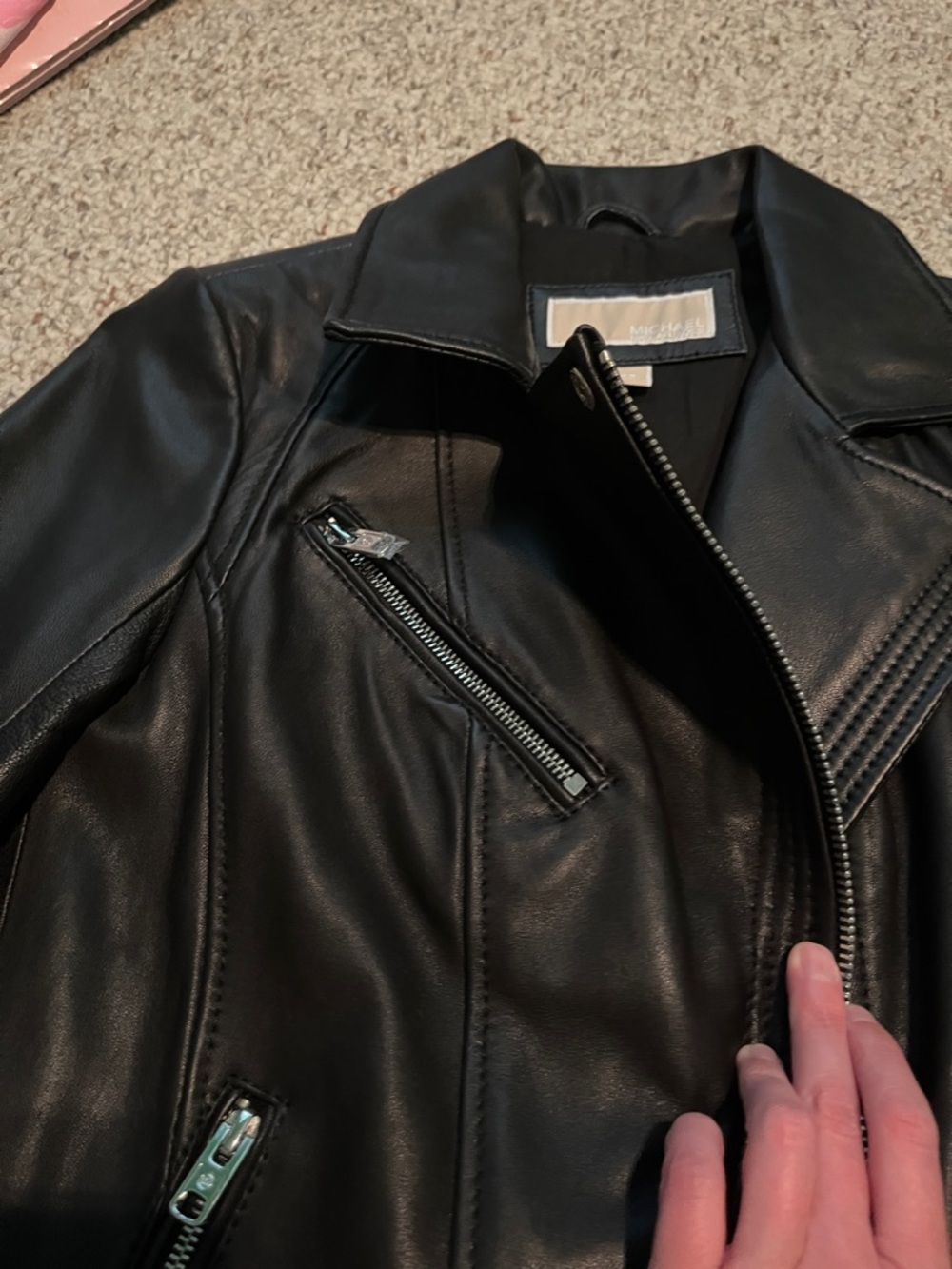 NWT Michael Kors Leather Moto Jacket - Picture 7 of 9